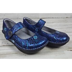 Alegria Paloma Blue Metallic Women's Size US 7/EU 37 Comfort Mary Janes Shoes